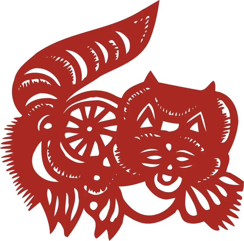 中国风中式传统喜庆民俗人物动物窗花剪纸插画边框AI矢量PNG素材【1365】